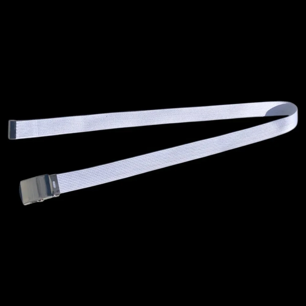 White Canvas Web Belt Adjustable Slide Buckle